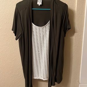Top with attached short sleeve cardigan